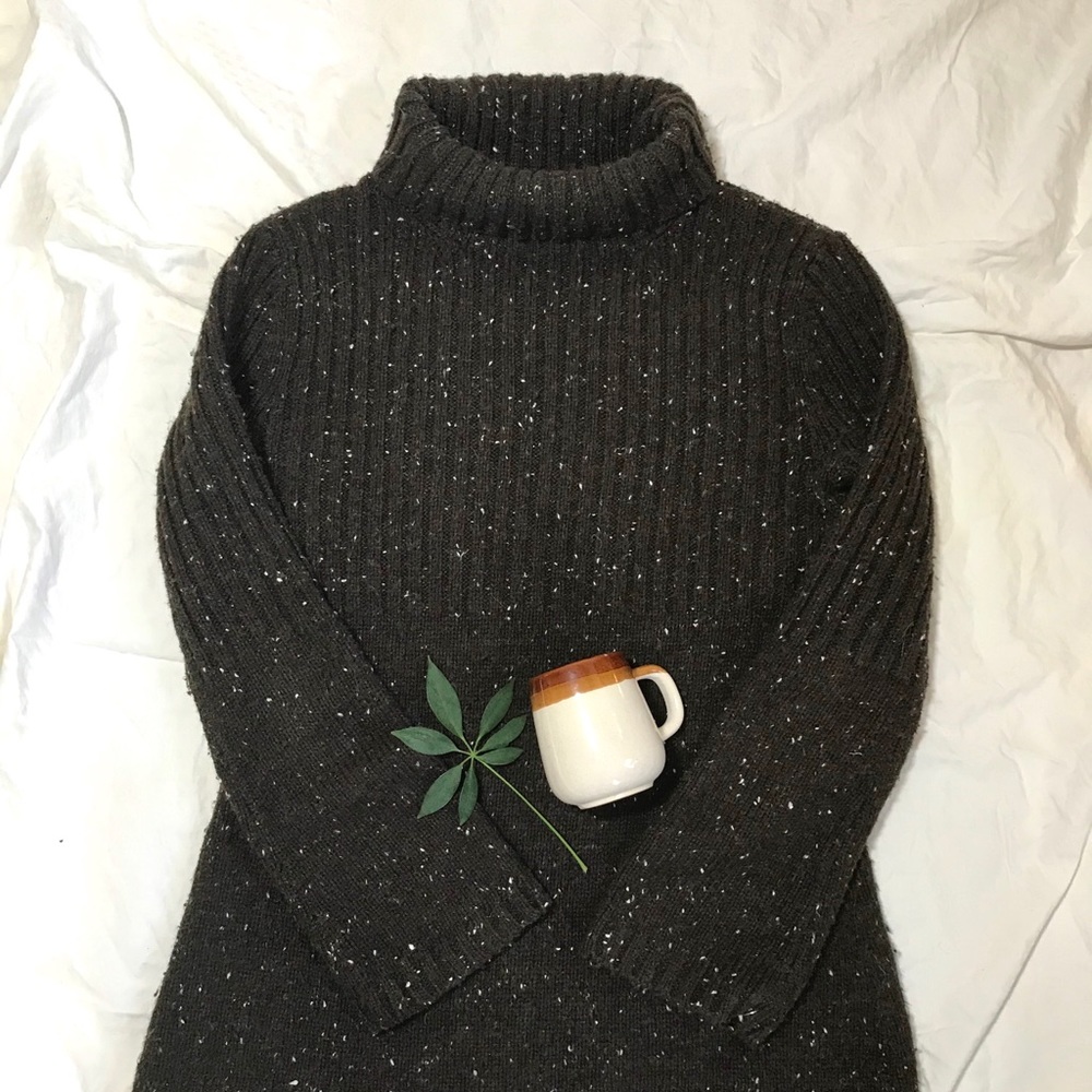 Cozy chestnut knit turtleneck sweater